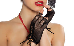 Roma Costume Mini Fishnet Lace-up Gloves - Flyclothing LLC