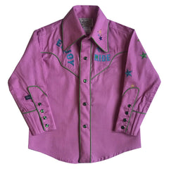 Rockmount Ranch Wear Kids Bronc  Enjoy the Ride Pink Cowgirl Shirt - Flyclothing LLC