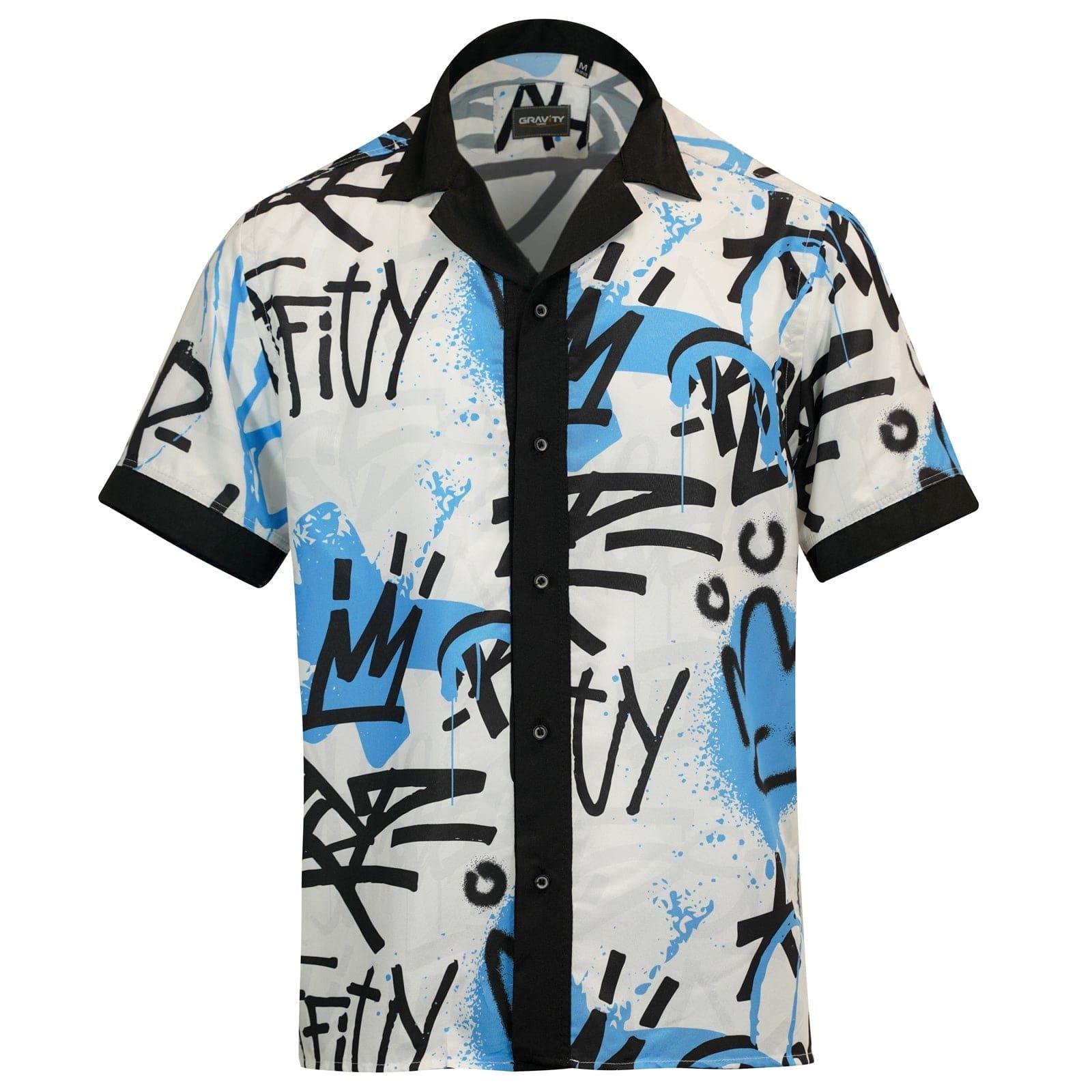 Gravity Homme Men's Weekend Shirt | Graffiti Blue - Gravity Homme