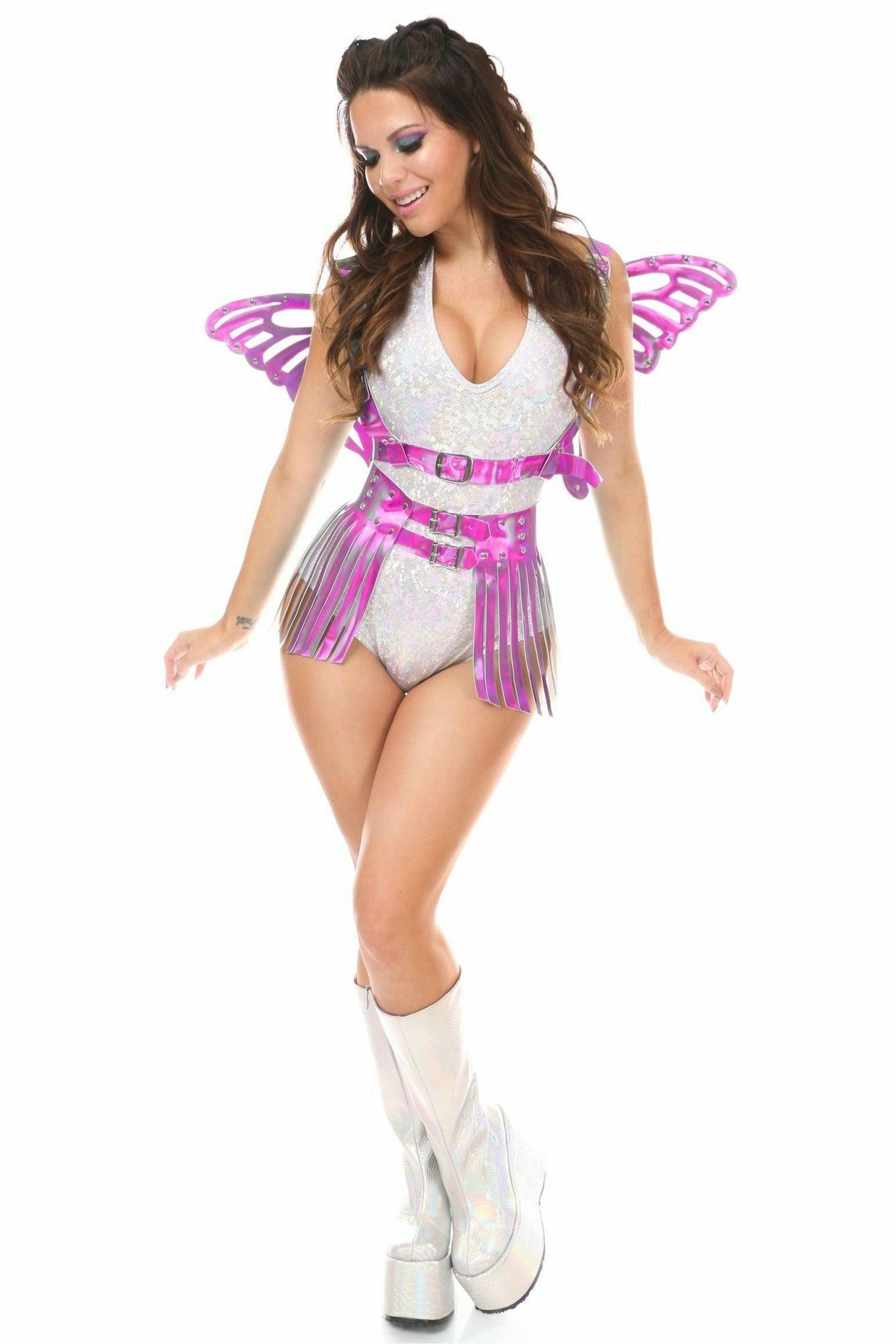 Fuchsia Holo Large Butterfly Wing Body Harness - Flyclothing LLC