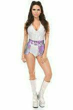 Daisy Corsets Lavender Hologram Fringe Mini Skirt