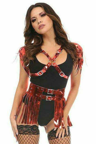 Daisy Corsets Red Metallic Fringe Skirt - Daisy Corsets - Flyclothing LLC