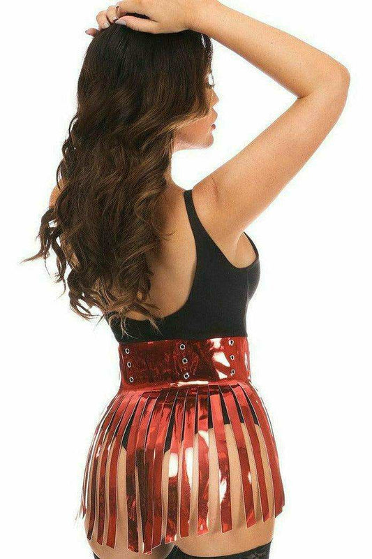 Daisy Corsets Red Metallic Fringe Skirt - Daisy Corsets - Flyclothing LLC
