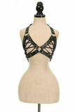 Daisy Corsets Black Faux Leather Lace-Up Bra Top - Black - Daisy Corsets