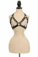 Daisy Corsets Black Faux Leather Lace-Up Bra Top - Lt Pink - Daisy Corsets