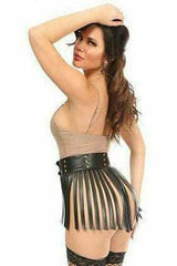 Daisy Corsets Black & Gold Vegan Leather Fringe Skirt - Daisy Corsets - Flyclothing LLC
