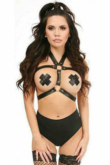 Daisy Corsets Black/Gold Vegan Leather Body Harness - Daisy Corsets - Flyclothing LLC