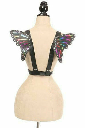 Daisy Corsets Vegan Leather & Rainbow Small Butterfly Wing Harness