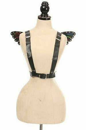 Daisy Corsets Vegan Leather & Rainbow Small Butterfly Wing Harness