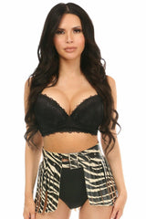 Daisy Corsets Zebra Print Faux Leather Fringe Skirt