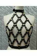 Daisy Corsets Black & Gold Faux Leather Body Harness