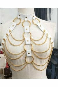 Daisy Corsets White & Gold Faux Leather Body Harness
