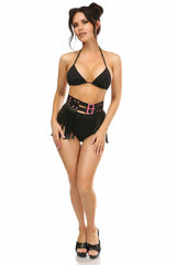 Daisy Corsets Candy Collection - Black/Pink Fringe Skirt