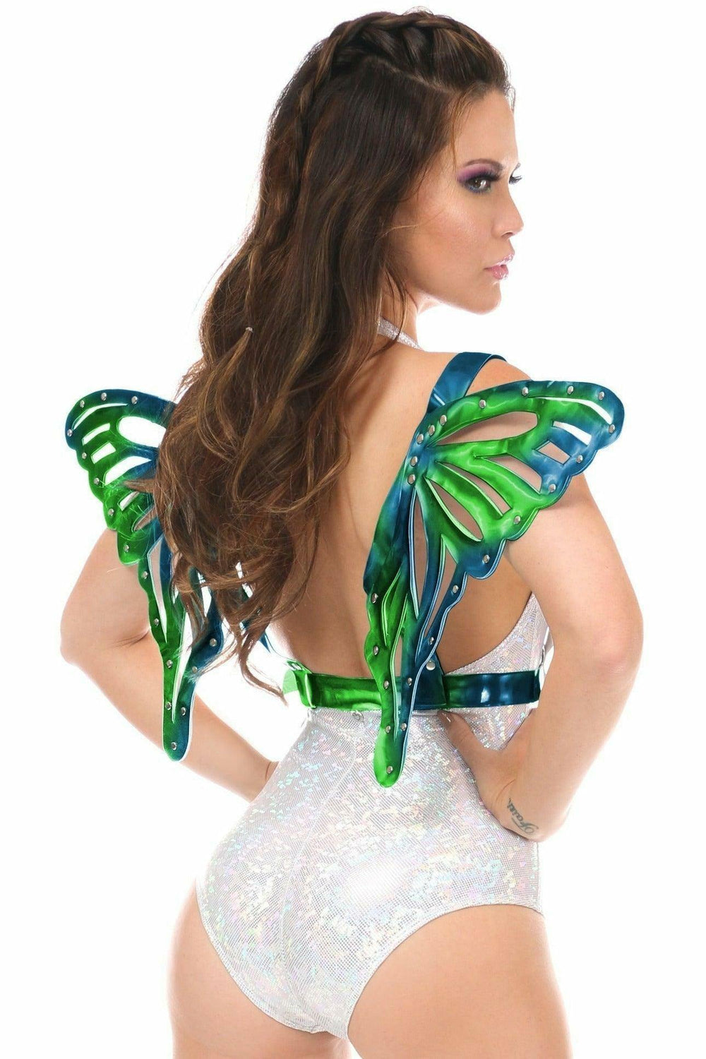 Blue/Teal Holo Large Butterfly Wing Body Harness - Daisy Corsets