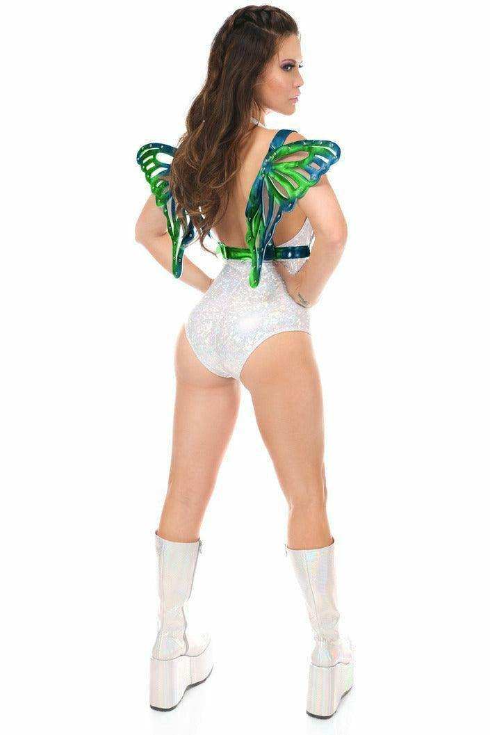 Blue/Teal Holo Large Butterfly Wing Body Harness - Daisy Corsets - Flyclothing LLC