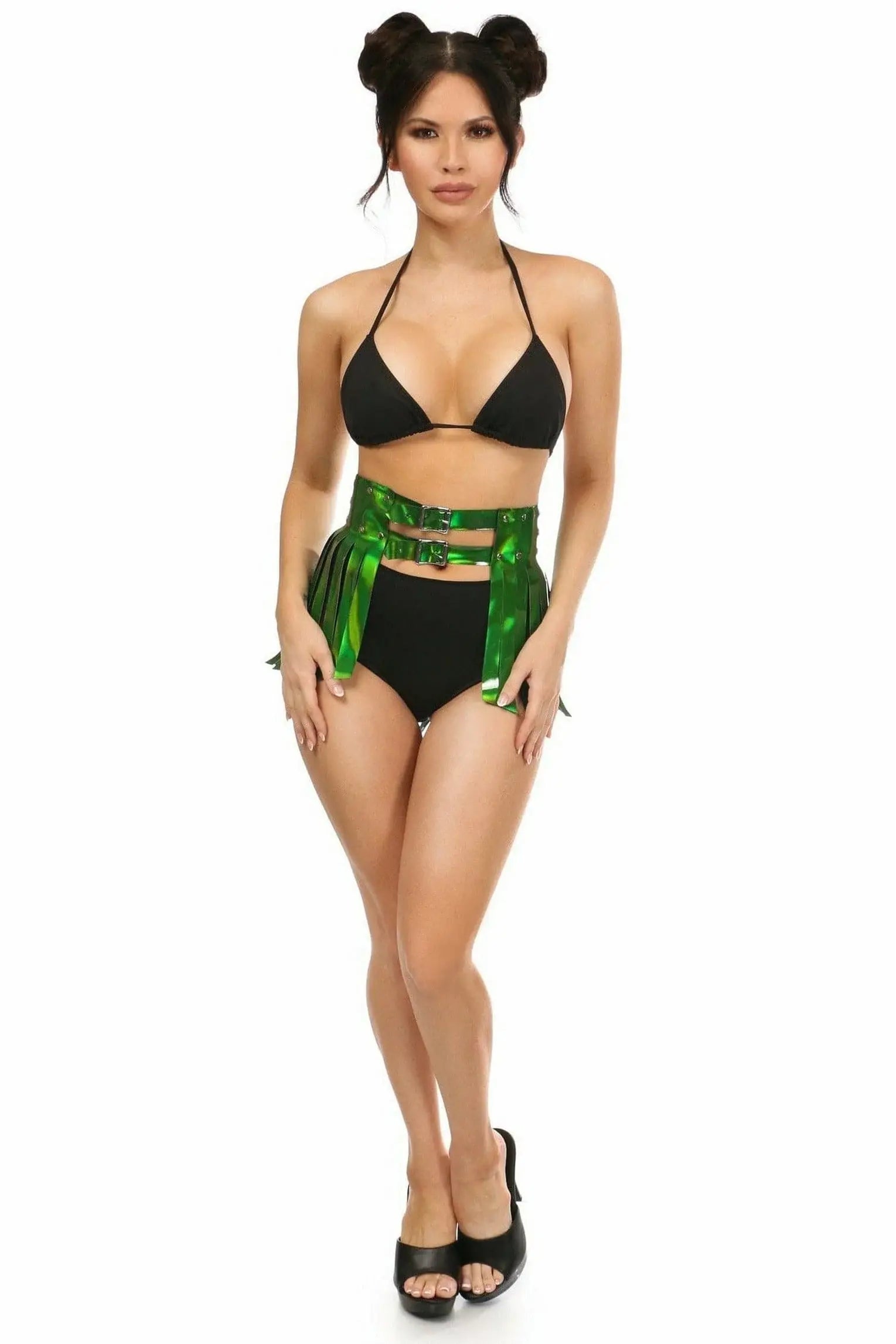 Daisy Corsets Green Holo Fringe Skirt - Daisy Corsets - Flyclothing LLC