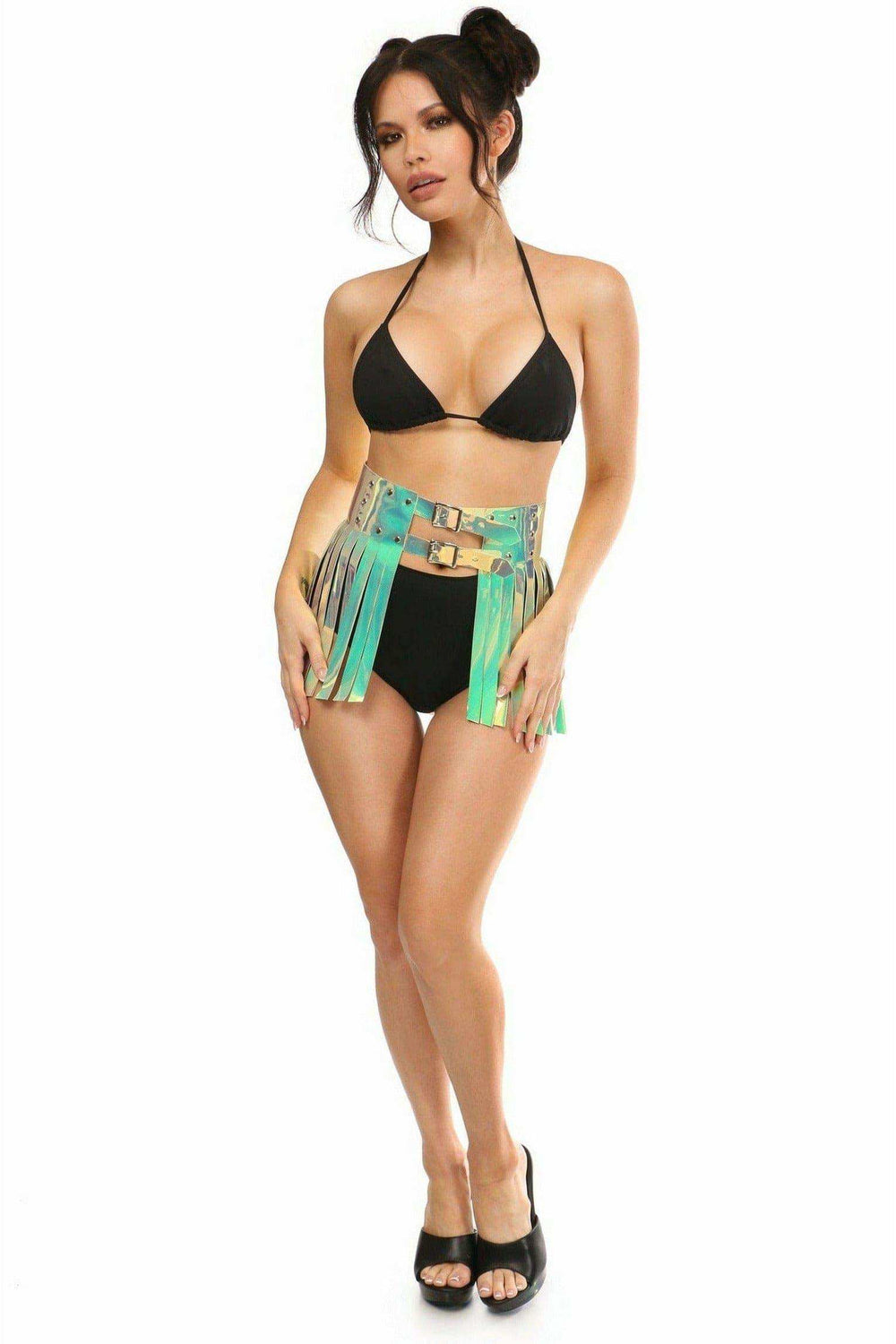Daisy Corsets Mint Green Holo Fringe Skirt - Daisy Corsets - Flyclothing LLC