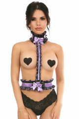 Kitten Collection Lavender/Black Lace Single Strap Body Harness - Flyclothing LLC
