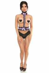 Kitten Collection Lavender/Black Lace Single Strap Body Harness - Flyclothing LLC