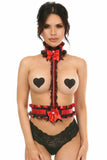 Kitten Collection Red/Black Lace Single Strap Body Harness - Daisy Corsets
