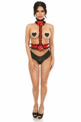 Kitten Collection Red/Black Lace Single Strap Body Harness - Daisy Corsets - Flyclothing LLC