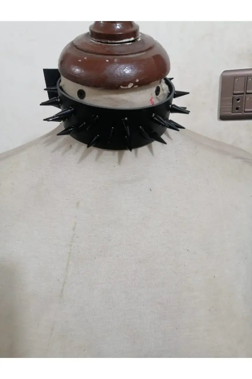 Daisy Corsets Black Faux Leather & Black Metallic Spike Choker - Daisy Corsets - Flyclothing LLC
