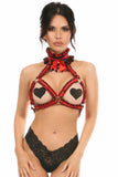Kitten Collection Red/Black Lace Bra Top Body Harness - Daisy Corsets