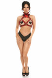 Kitten Collection Red/Black Lace Bra Top Body Harness - Daisy Corsets