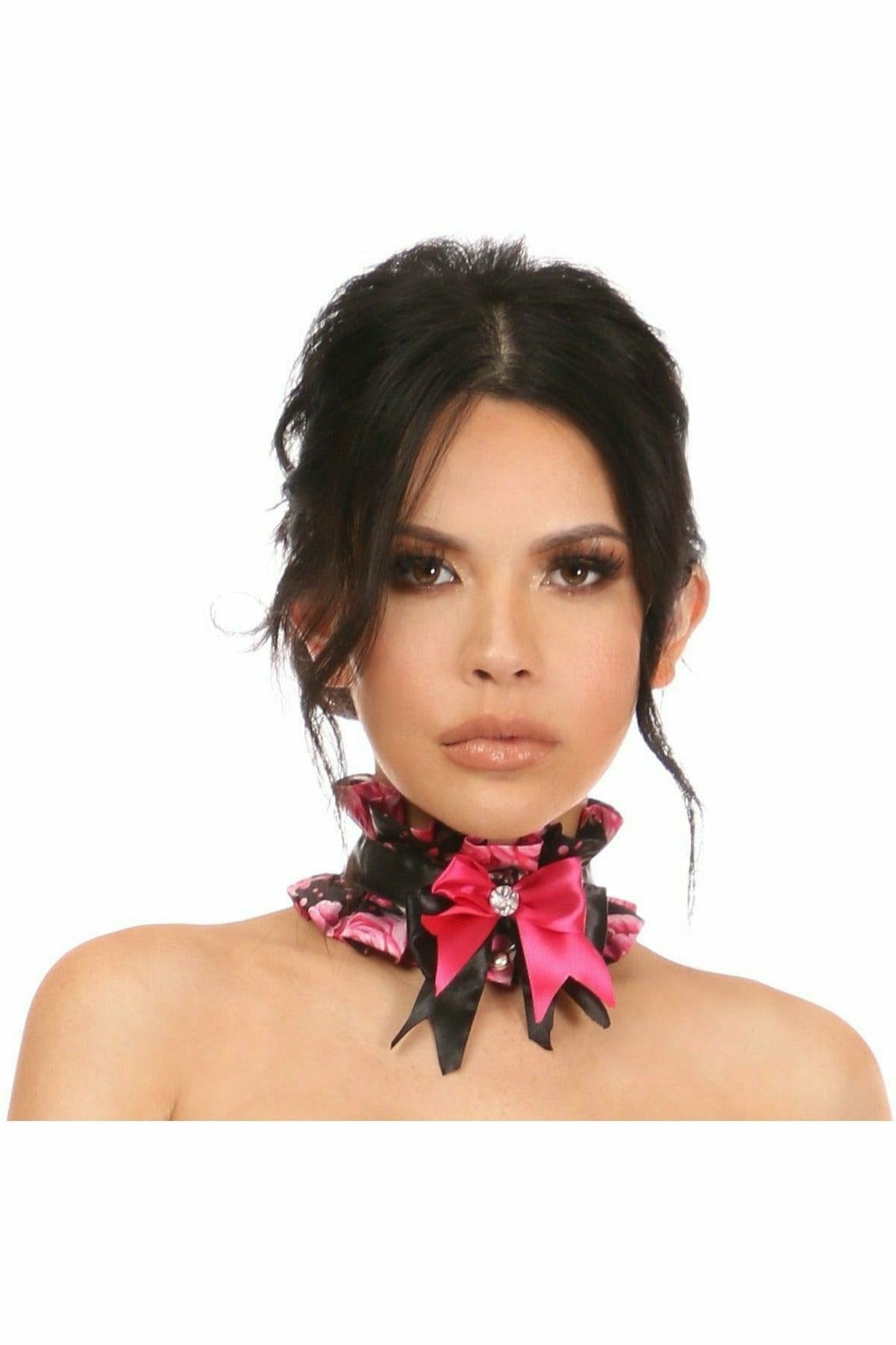 Daisy Corsets Kitten Collection Pink Floral Satin Choker