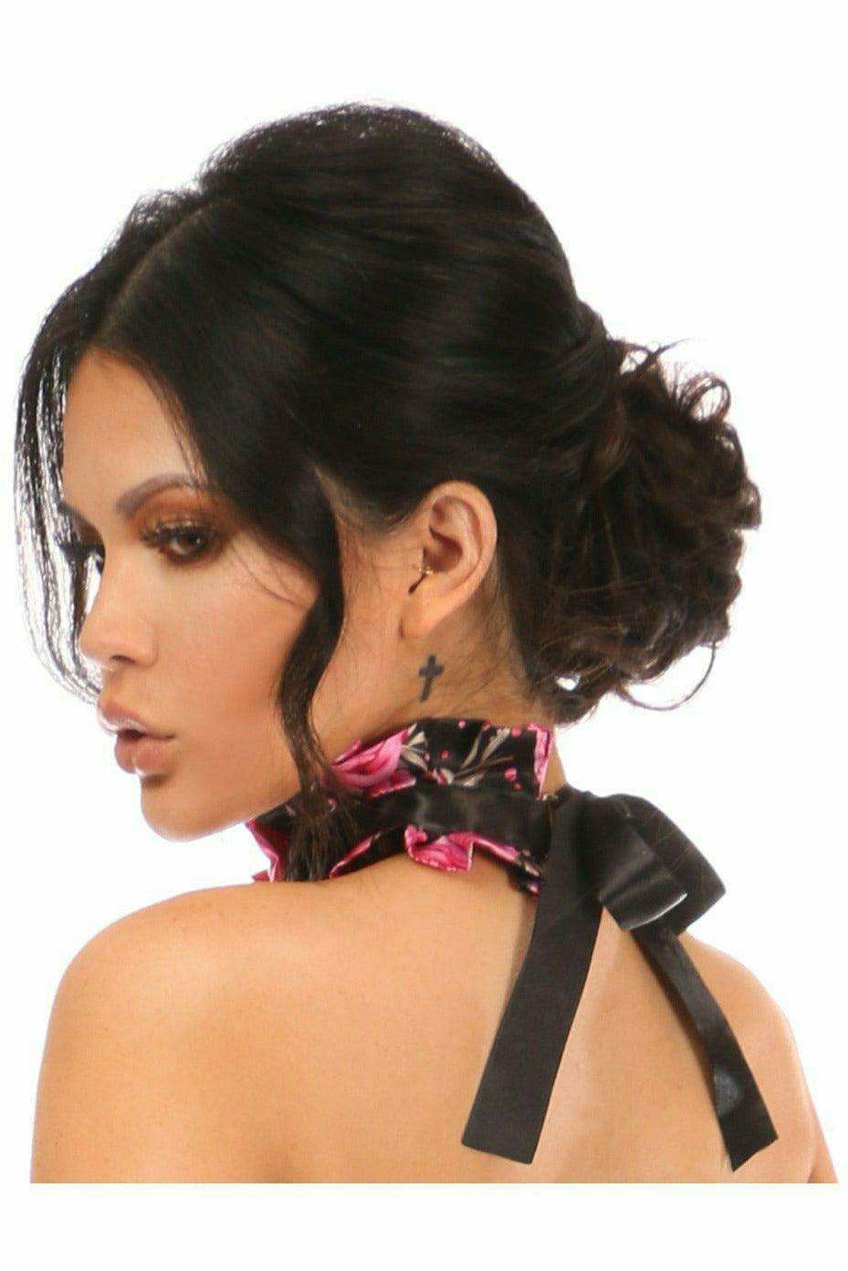 Daisy Corsets Kitten Collection Pink Floral Satin Choker - Daisy Corsets - Flyclothing LLC