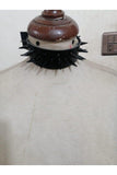 Daisy Corsets Black Faux Leather & Black Metallic Spike Choker - Daisy Corsets