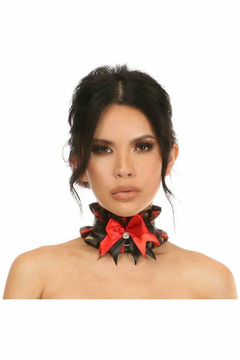 Daisy Corsets Kitten Collection Red Roses Satin Choker - Daisy Corsets