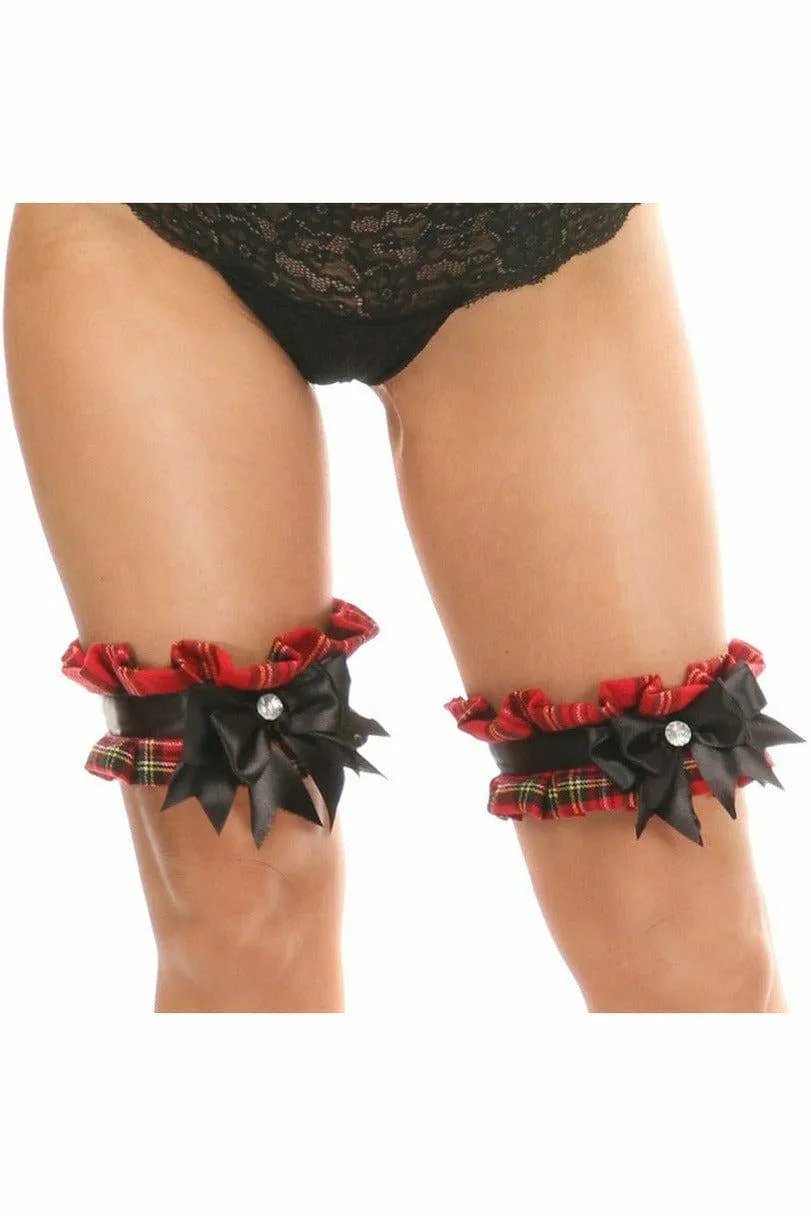 Daisy Corsets Kitten Collection Red Plaid Leg Garters (Set of 2) - Daisy Corsets