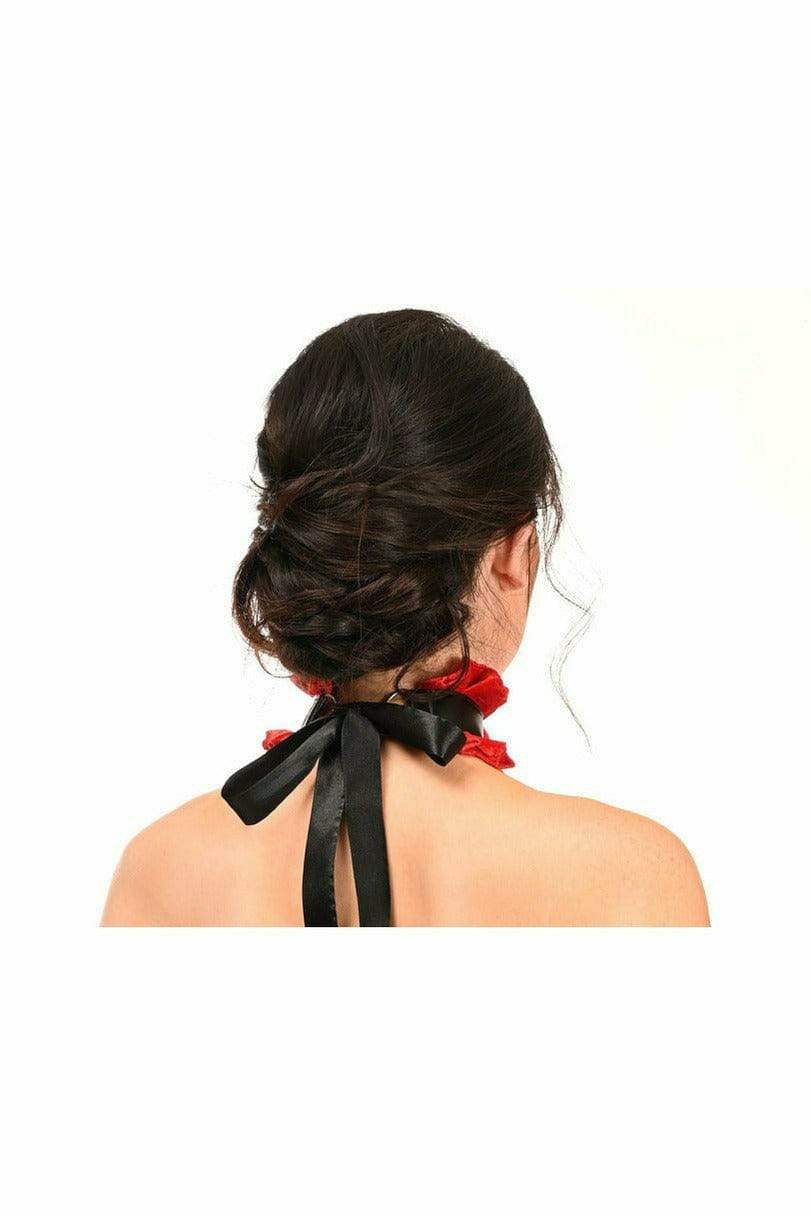 Daisy Corsets Kitten Collection Red Velvet & Faux Leather Choker - Daisy Corsets - Flyclothing LLC