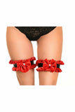 Daisy Corsets Kitten Collection Red Velvet & Faux Leather Leg Garters (set of 2) - Daisy Corsets