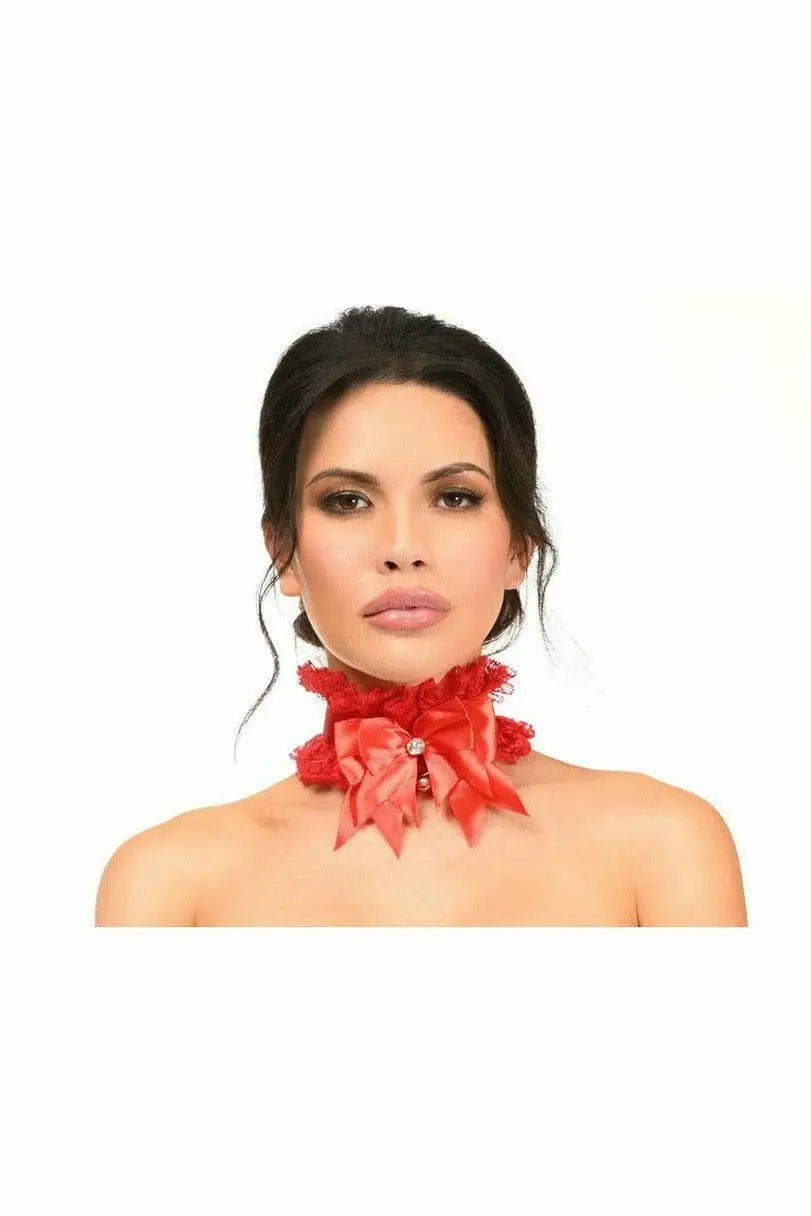 Daisy Corsets Kitten Collection Red/Red Lace Choker - Daisy Corsets - Flyclothing LLC