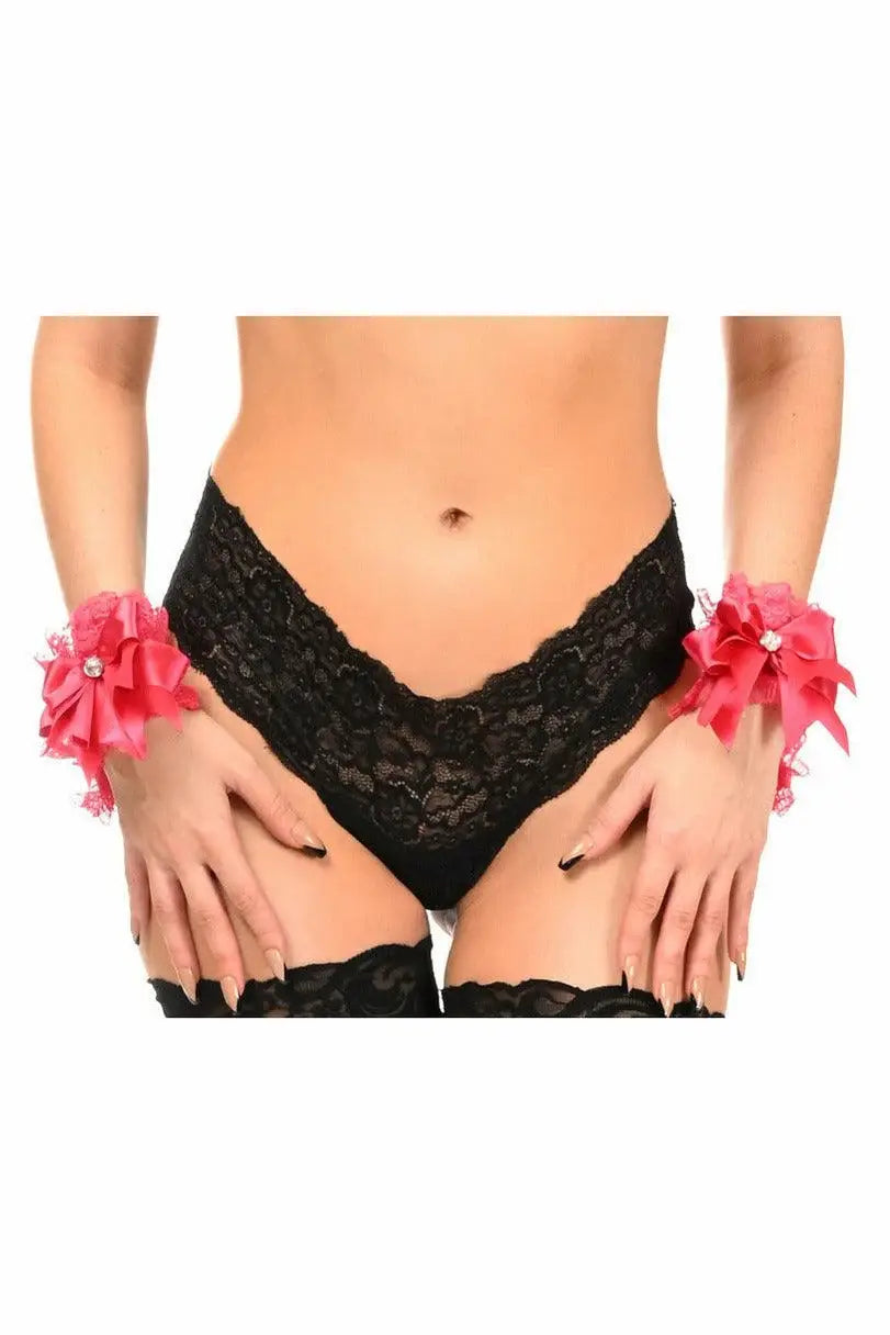 Kitten Collection Fuchsia Lace Wristlets (Set of 2) - Daisy Corsets - Flyclothing LLC