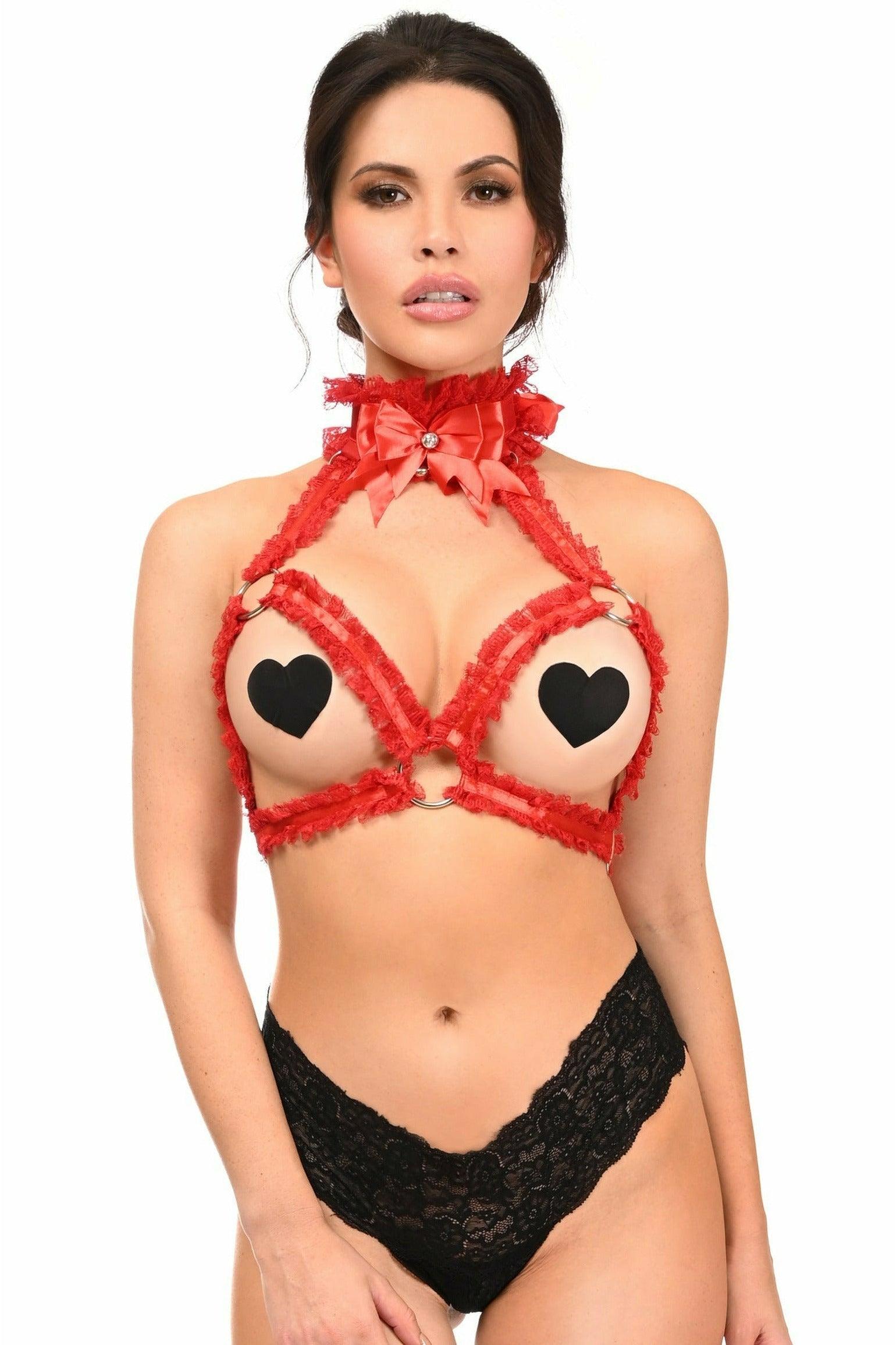 Kitten Collection Red/Red Triangle Top Body Harness - Flyclothing LLC