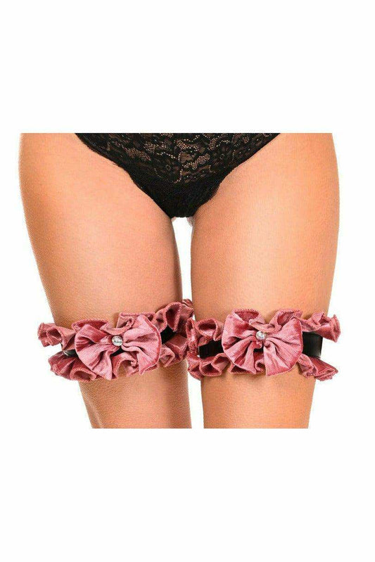 Daisy Corsets Kitten Collection Dusty Rose Velvet Leg Garters (Set of 2) - Daisy Corsets - Flyclothing LLC