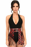 Daisy Corsets Red Plaid Faux Leather Fringe Skirt - Daisy Corsets