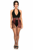 Daisy Corsets Red Plaid Faux Leather Fringe Skirt - Daisy Corsets