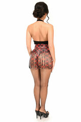 Daisy Corsets Red Plaid Faux Leather Fringe Skirt