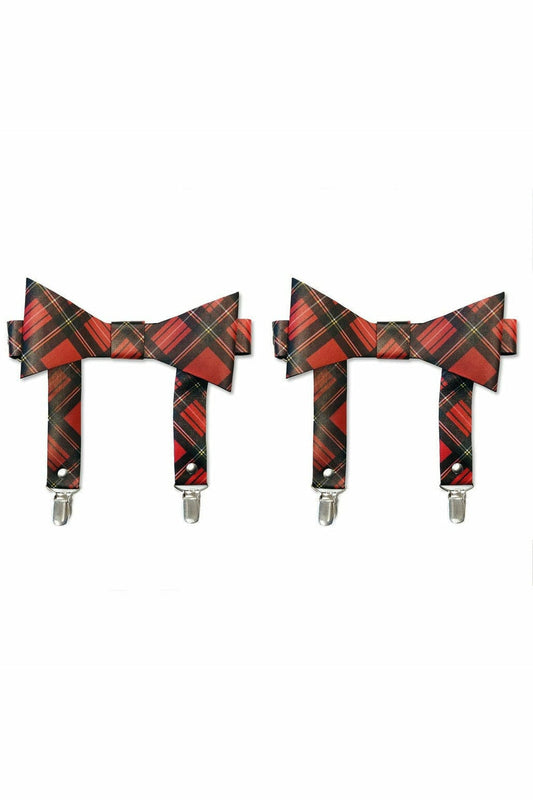 Daisy Corsets Red Plaid Faux Leather Garters (set of 2)