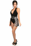 Daisy Corsets Black & White Skull Faux Leather Fringe Skirt - Daisy Corsets