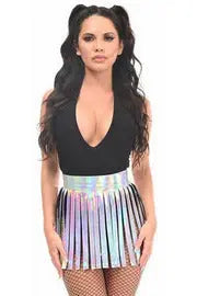 Daisy Corsets Silver Holo Fringe Skirt - Daisy Corsets - Flyclothing LLC