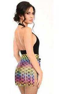 Daisy Corsets Rainbow Hearts Faux Leather Fringe Skirt - Daisy Corsets - Flyclothing LLC