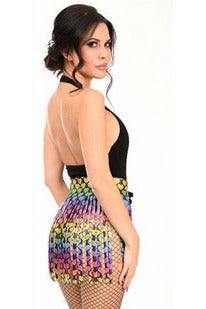 Daisy Corsets Rainbow Hearts Faux Leather Fringe Skirt - Daisy Corsets