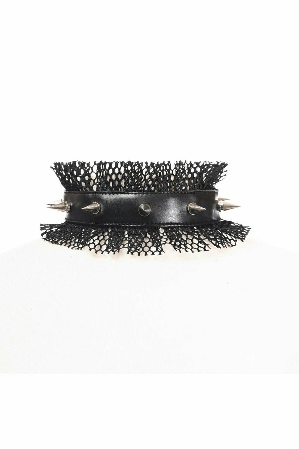 Kitten Collection Black Fishnet Spike Choker - Daisy Corsets