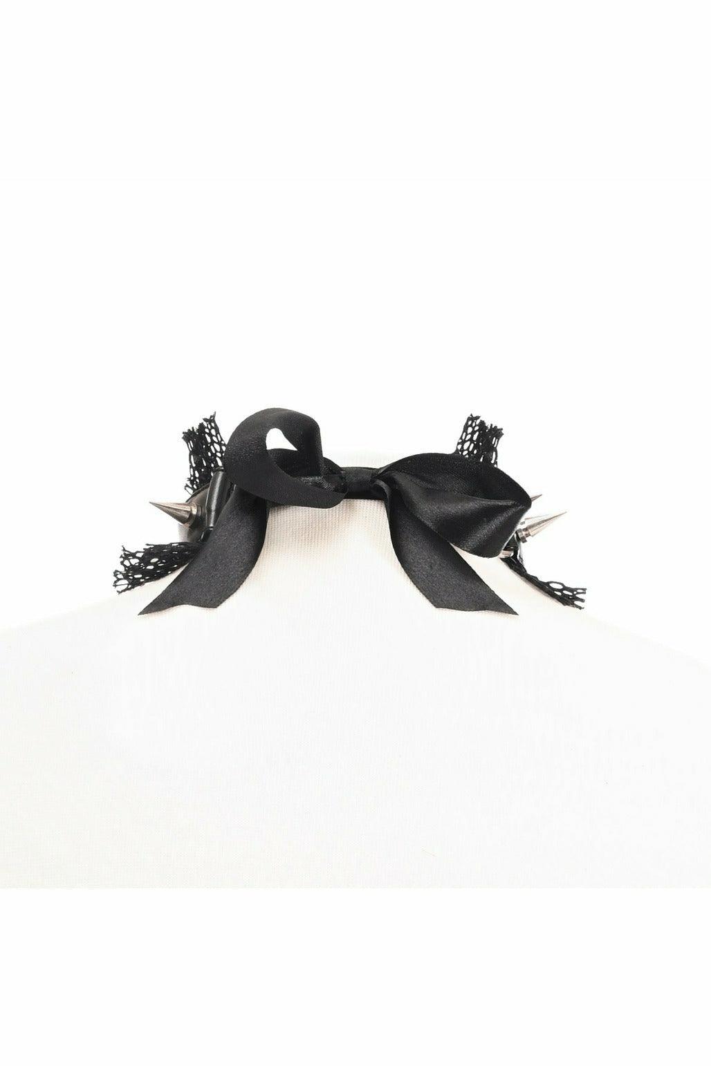 Kitten Collection Black Fishnet Spike Choker - Daisy Corsets