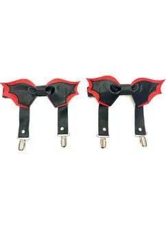 Daisy Corsets Black/Red Bat Leg Garters - Daisy Corsets